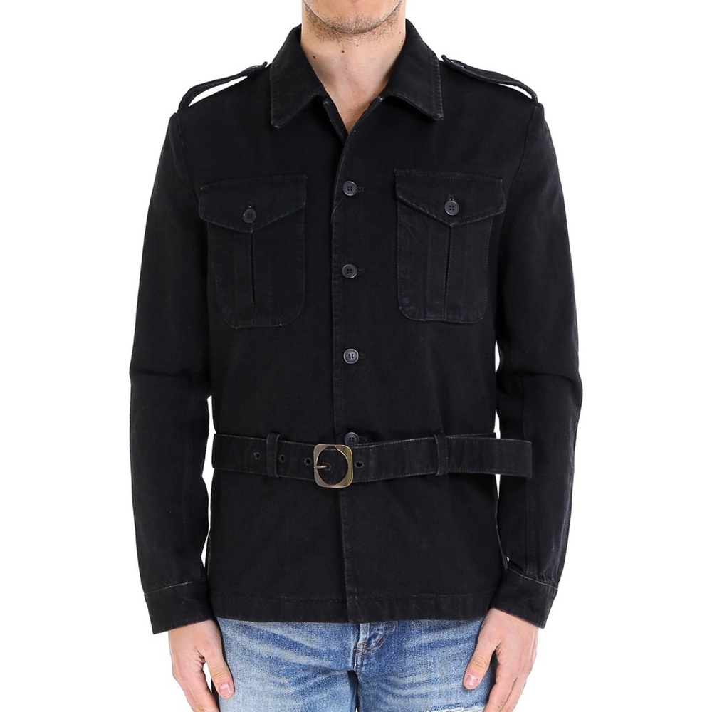 SAINT LAURENT Black Saharienne Denim Jacket size small